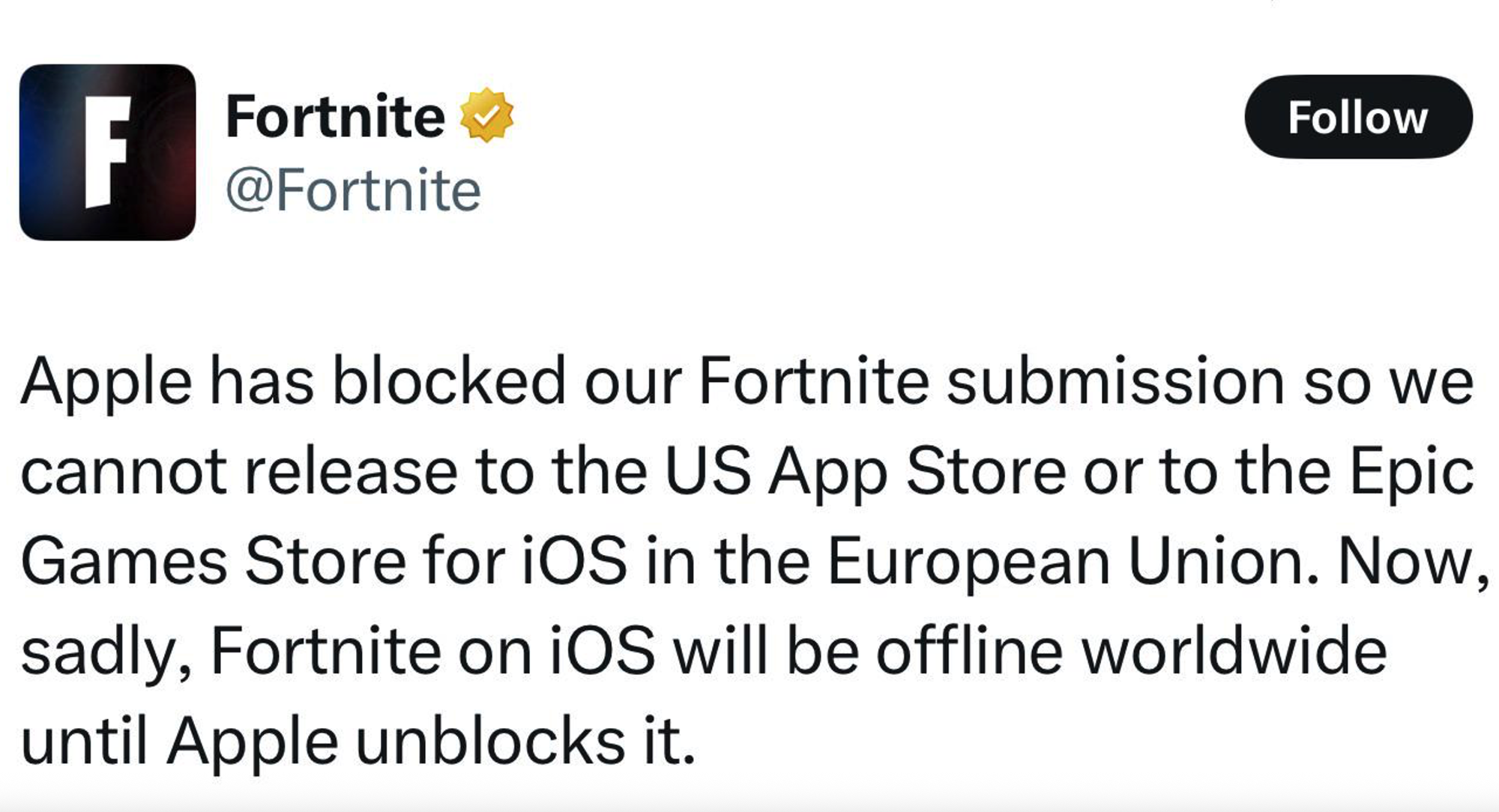 Fortnite X post