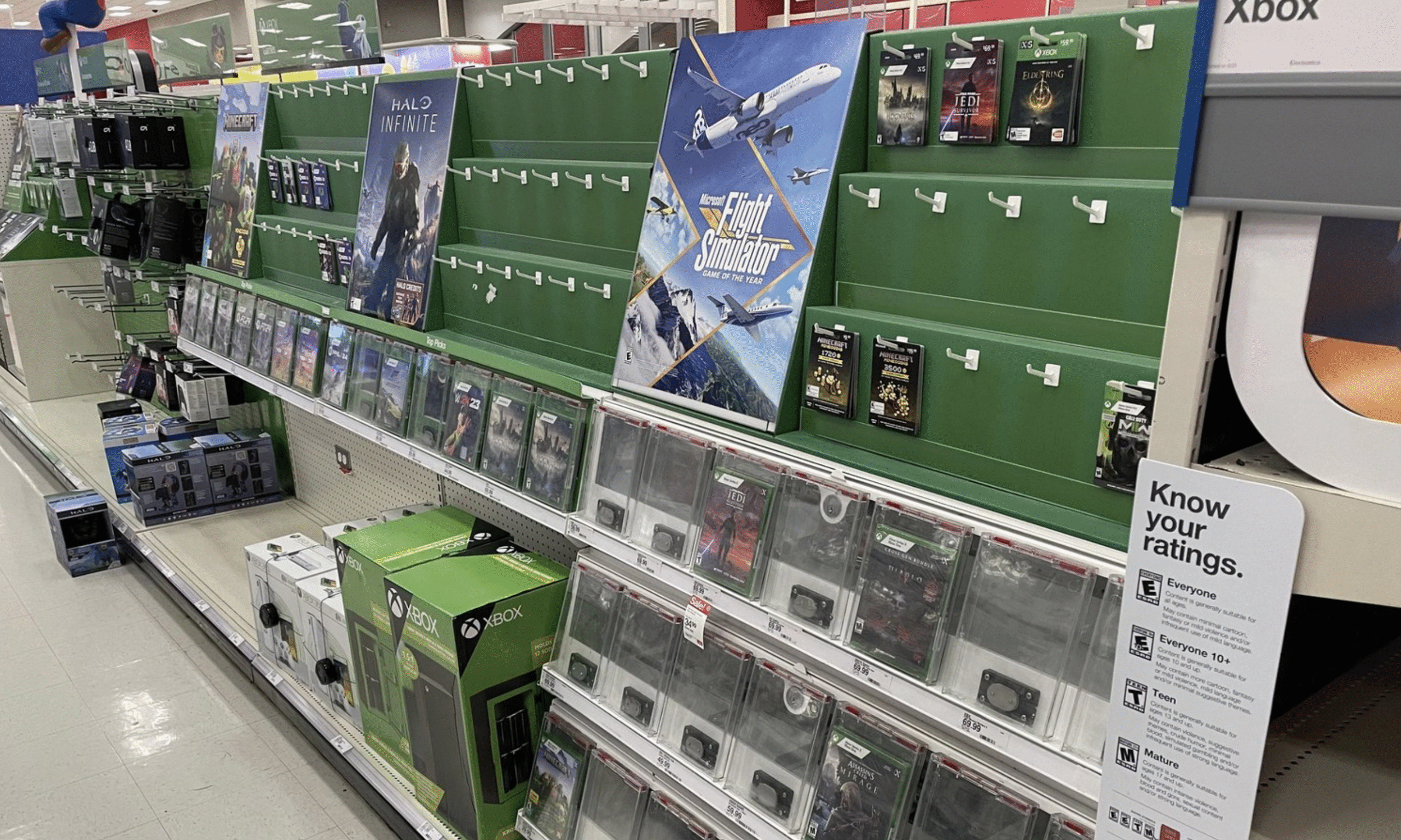 Xbox section at a Target (Photo: Shinobi602) Xbox section at a Target