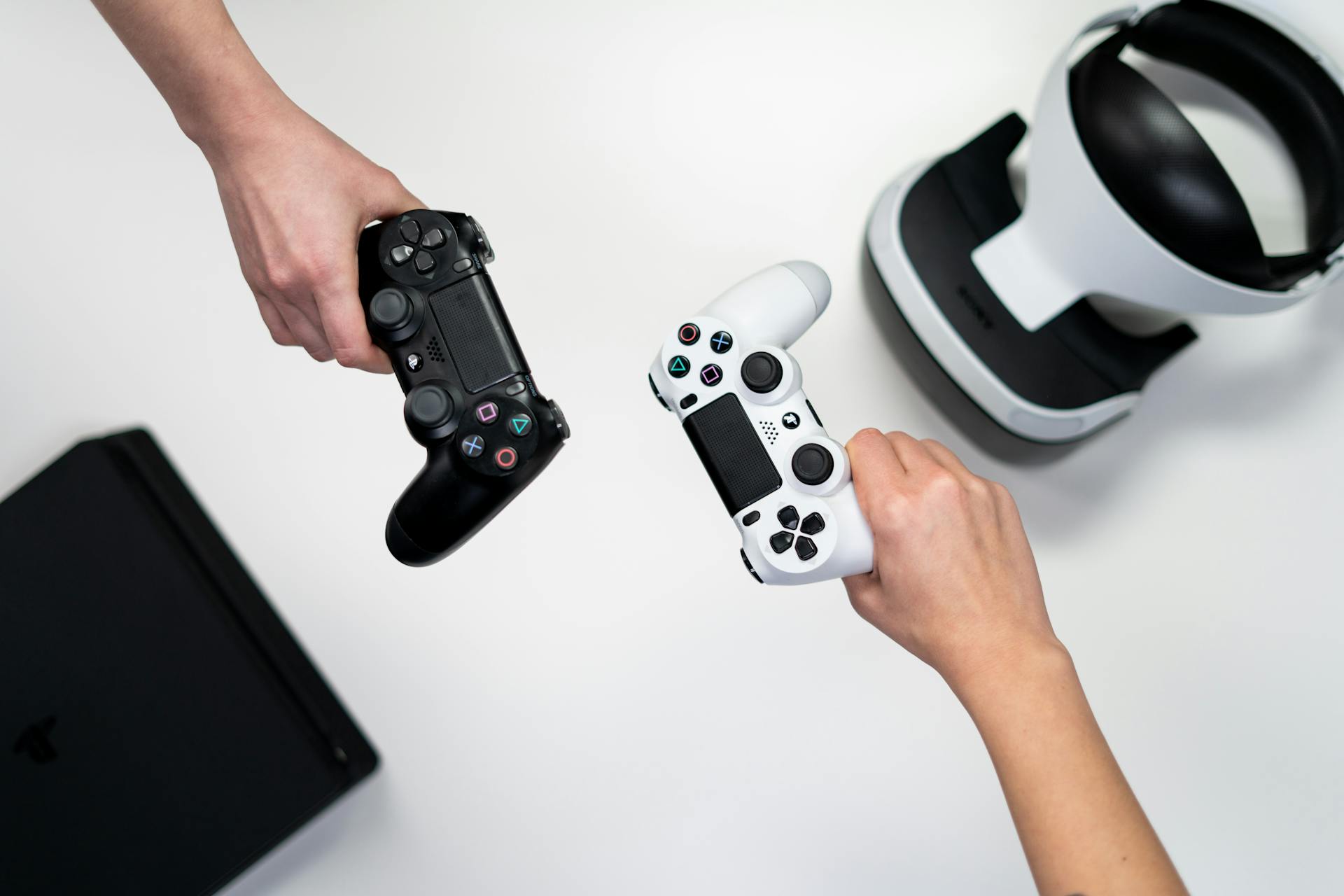 Players holding controllers