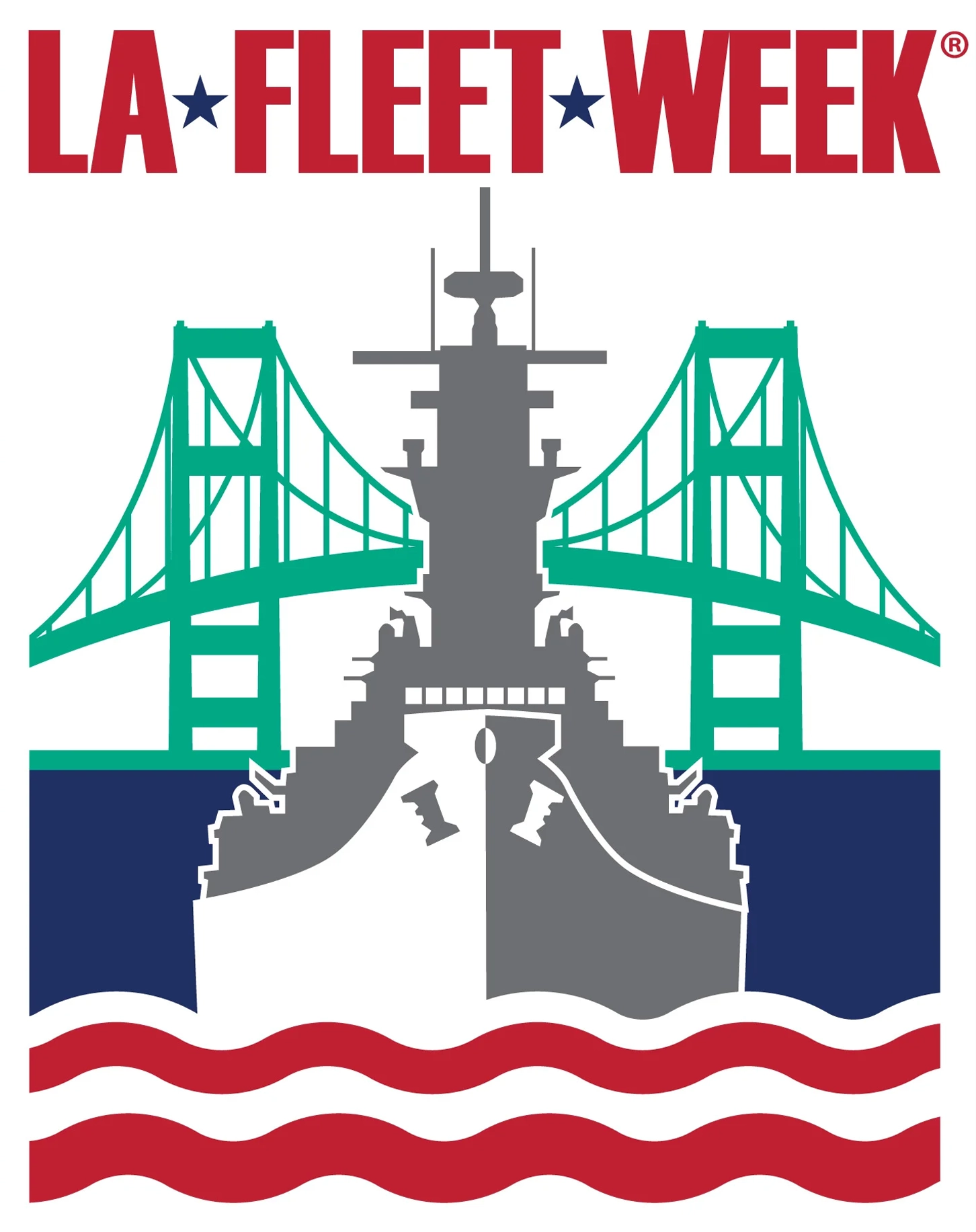 L.A. Fleet Week logo with an illustration of the Battleship Iowa